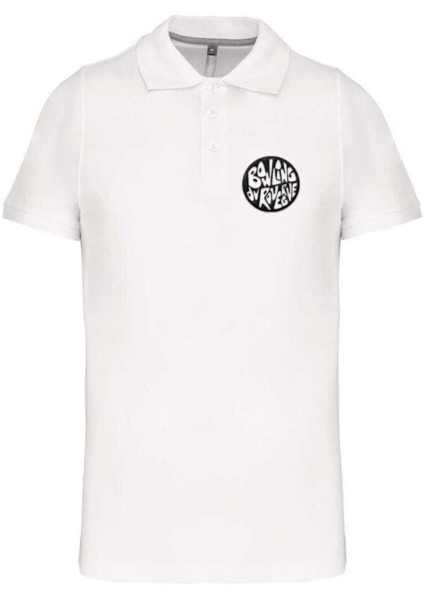 Polo brodé bowling blanc Homme